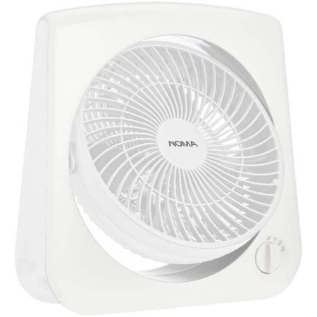 NOMA 3-Speed Slim Square Turbo Fan with Built-In Handle, White