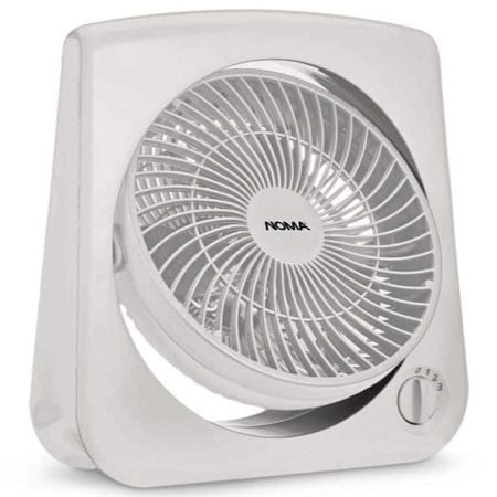 NOMA 3-Speed Slim Square Turbo Fan with Built-In Handle, White