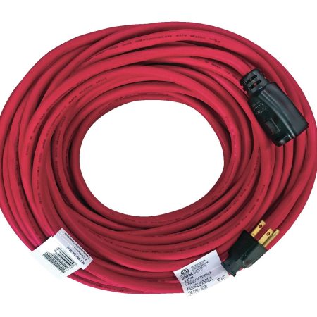 NOMA 98-ft 5-in 14/3 Outdoor Extension Cord with Grounded Outlet and Locking Connector,  Red