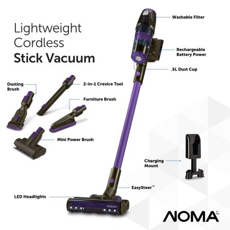 NOMA Premium SurfaceElite+ Multi-Surface Cordless Stick Vacuum with 2 Batteries