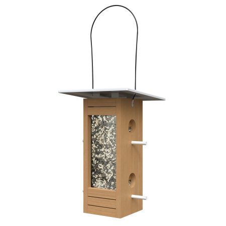 Panacea Nordic Tall Hopper Modern Wooden Bird Feeder, 7.4 x 7.4 x 11.4-in