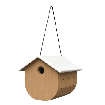 Panacea Nordic Wren & Chickadee Decorative Wooden Bird House, 6.8  x 6.7 x 6.2-in