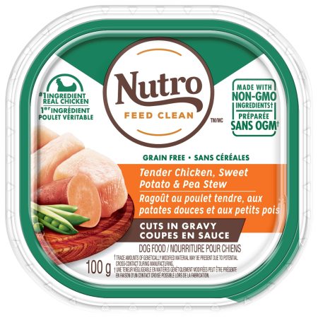 Nutro Grain Free Cuts in Gravy Chicken, Sweet Potato & Pea Stew Adult Wet Dog Food, 100-g