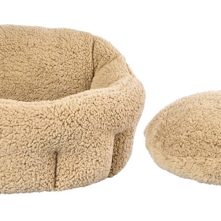 Cat Craft Anti-Slip Sherpa Calming Memory Foam Pet Bed, Washable, 20-in x 17-in, Beige