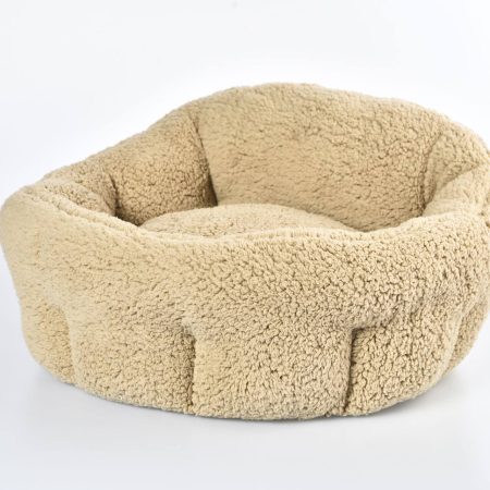 Cat Craft Anti-Slip Sherpa Calming Memory Foam Pet Bed, Washable, 20-in x 17-in, Beige