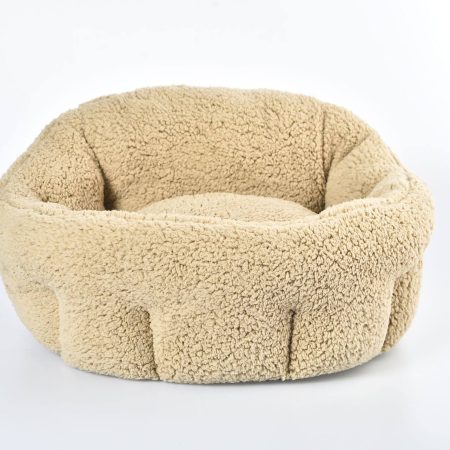 Cat Craft Anti-Slip Sherpa Calming Memory Foam Pet Bed, Washable, 20-in x 17-in, Beige