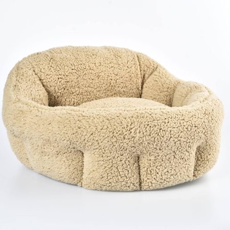 Cat Craft Anti-Slip Sherpa Calming Memory Foam Pet Bed, Washable, 20-in x 17-in, Beige