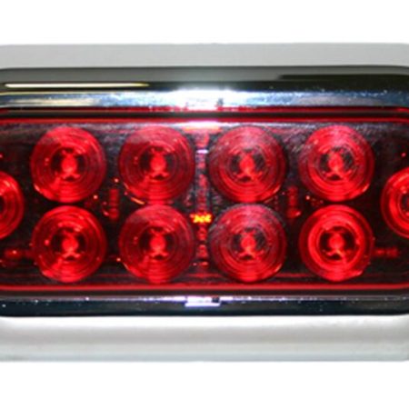 Optronics LED Oval Waterproof Stop/Turn/Tail Light, with Chrome Bezel, Red, 6-in