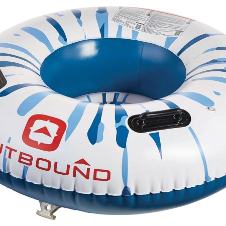 Outbound Air-Pump Inflatable Water Boating 1-Rider Towable Tube, White/Blue