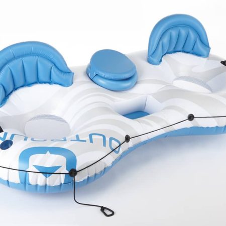 Outbound Inflatable Floating River/Lake Connectable 2-Person Tube/Ring w/Cooler, White/Blue