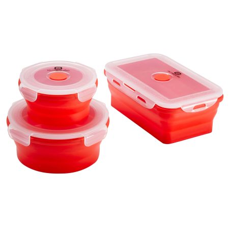 Outbound Plastic Collapsible Container Set, BPA Free, Red, 3-pk