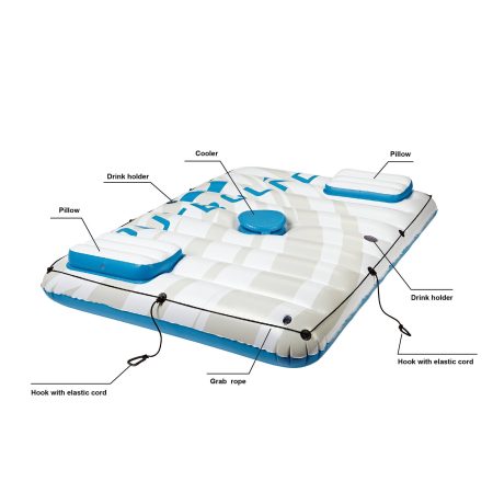 Outbound Inflatable Floating River/Lake Connectable Multiple-Person Party Raft w/Cooler, White/Blue