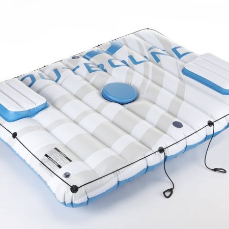 Outbound Inflatable Floating River/Lake Connectable Multiple-Person Party Raft w/Cooler, White/Blue