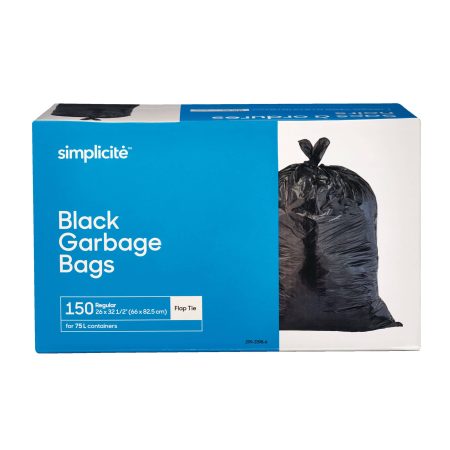 simplicité Regular Flap Tie Outdoor Garbage Bags, 150-pk