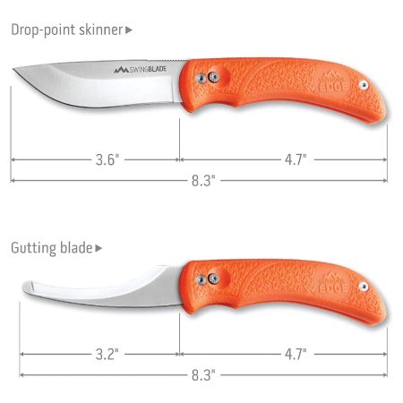 Outdoor Edge Swingblaze Skinning & Gutting Hunting Knife w/ Sheath, 3.6-in