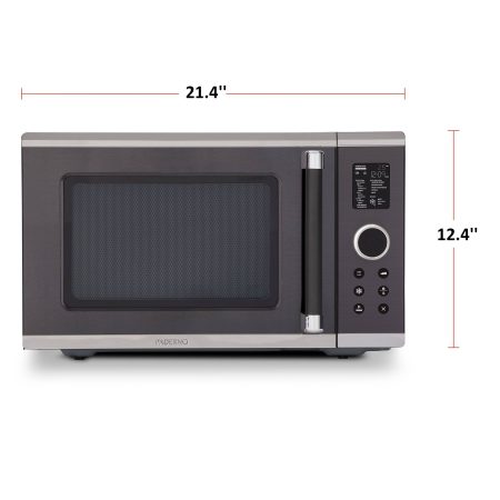 PADERNO Countertop Microwave with Even-Heat Inverter Technology, 1.3 cu.ft, Black Stainless Steel