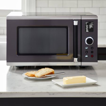 PADERNO Countertop Microwave with Even-Heat Inverter Technology, 1.6 cu.ft, Black Stainless Steel