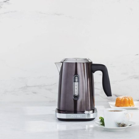 PADERNO Cordless Programmable Electric Kettle w/ Digital Display, Black Stainless Steel, 1.7L