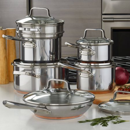 PADERNO Copper Core Base, Stainless Steel Cookware Set, Oven Safe, 12-pc