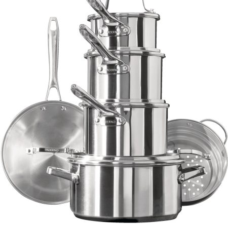 PADERNO Copper Core Base, Stainless Steel Cookware Set, Oven Safe, 12-pc