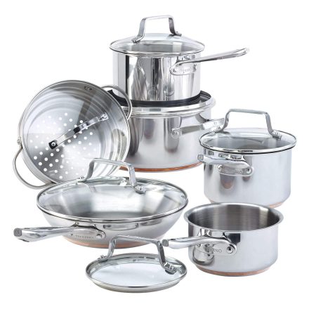 PADERNO Copper Core Base, Stainless Steel Cookware Set, Oven Safe, 12-pc