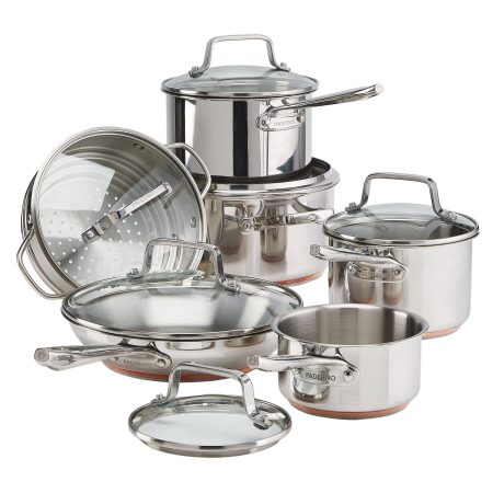 PADERNO Copper Core Base, Stainless Steel Cookware Set, Oven Safe, 12-pc