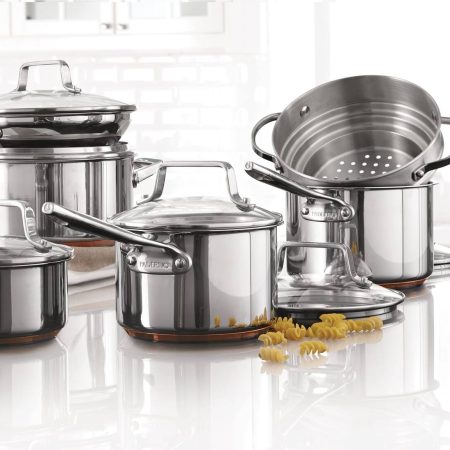 PADERNO Copper Core Base, Stainless Steel Cookware Set, Oven Safe, 12-pc