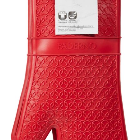 PADERNO Washable Silicone Oven Mitt, Red, One-Size, 2-pk