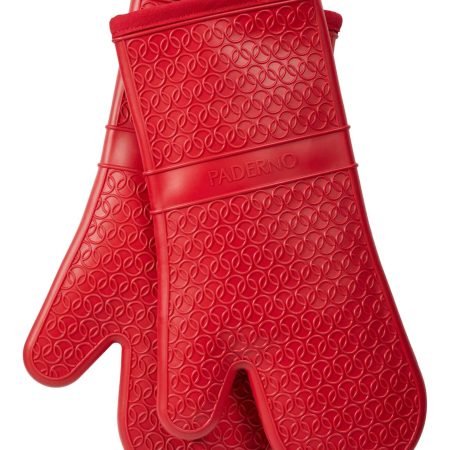 PADERNO Washable Silicone Oven Mitt, Red, One-Size, 2-pk