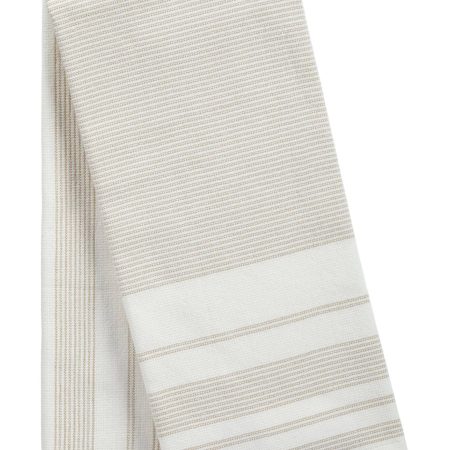 PADERNO All-Purpose Striped Cotton Kitchen Towels, Beige, 2-pk