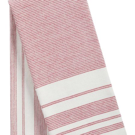 PADERNO All-Purpose Striped Flatweave Terry Kitchen Towels, Red, 2-pk