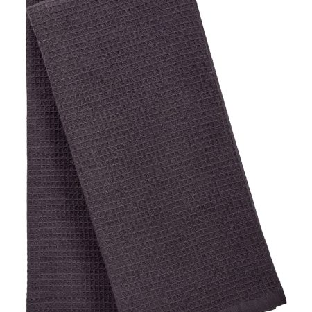 PADERNO Waffle Cotton Terry All-Purpose Kitchen Towels, Black, 2-pk