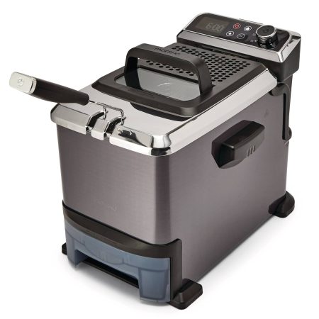 PADERNO Quick-Drain Deep Fryer with Dynamic Control Dial,  3.5-L