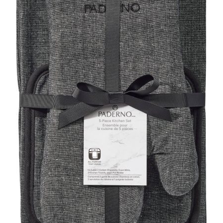 PADERNO All-Purpose Kitchen Linen Bundle Set, Grey, 5-pc