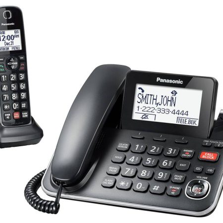 Panasonic DECT 6.0 Corded/Cordless Phone Combo with Answering System and Talking Caller ID, Black