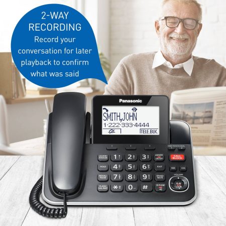 Panasonic DECT 6.0 Corded/Cordless Phone Combo with Answering System and Talking Caller ID, Black