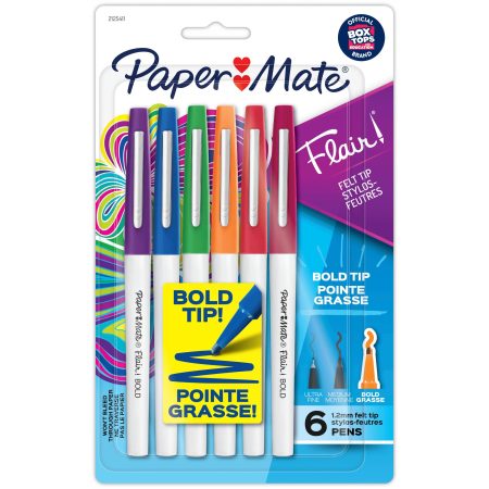 Papermate Flair Bold Felt Tip Pens, Assorted, 6-ct