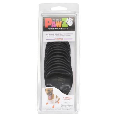 PawZ Rubber Dog Boots, Black, Assorted Sizes