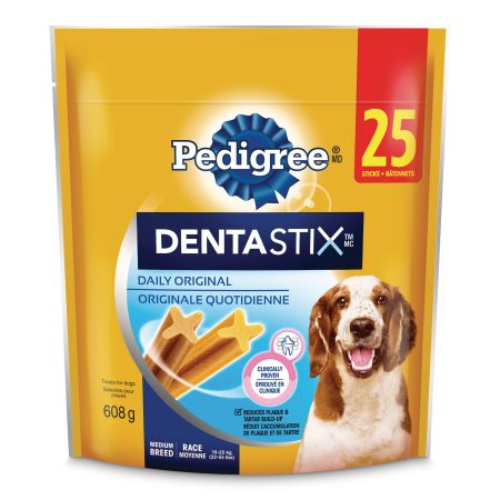 Pedigree Dentastix Oral Care Dog Treats for Medium Sized Breeds, 608-g, 25-pk