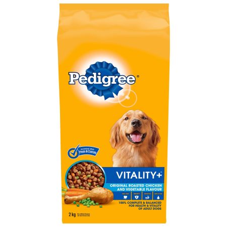 Pedigree Vitality+ Roasted Chicken and Vegetable Flavour Adult Dry Dog Food, 2-kg