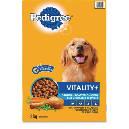 Pedigree Vitality+ Roasted Chicken and Vegetable Flavour Adult Dry Dog Food, 8-kg