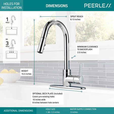 Peerless® Precept Single Handle Pull Down Kitchen Faucet, Chrome