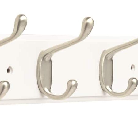 Peerless Stainless Steel 4-Hook Rail, White/Nickel, 15.85-in