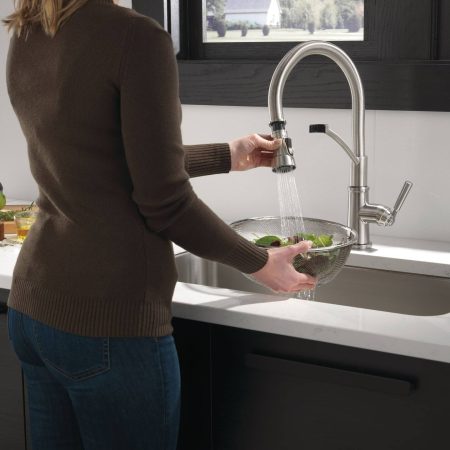 Peerless® Westchester Single Handle High Arc Commercial Pull Down Kitchen Faucet, Stainless Steel