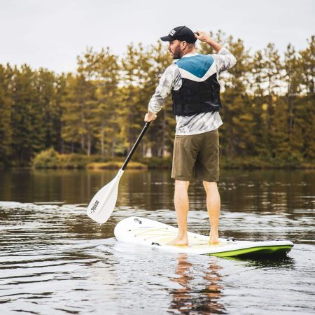 Pelican Flow 106 1-Person Stand Up Paddle Board, White/Green, 10.6-ft