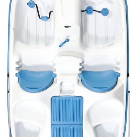 Pelican Monaco DLX 5-Person Pedal Boat w/Canopy, White/Blue Azure, 7.5-ft