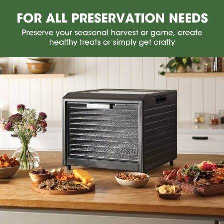 Excalibur Performance Series 10-Tray Food Dehydrator, Steel, 700W, Stainless Steel, Black