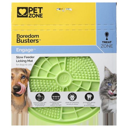 Pet Zone Boredom Busters Slow Feeder Silicone Dogs and Cats Lick Mat, Dishwasher Safe and Non-Slip