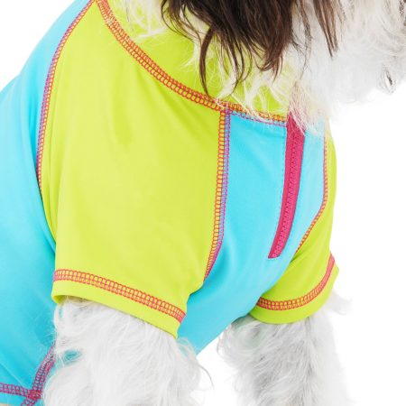 Petco Water-Resistant Cooling Rash-Guard Vest for Dogs, Blue/Green