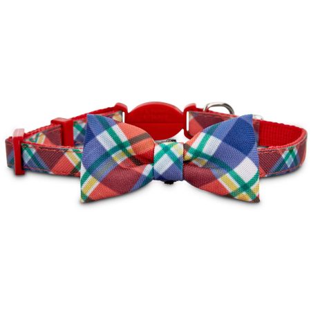 Petco Red Plaid Cat Bowtie Collar with Removable Bow and Bell